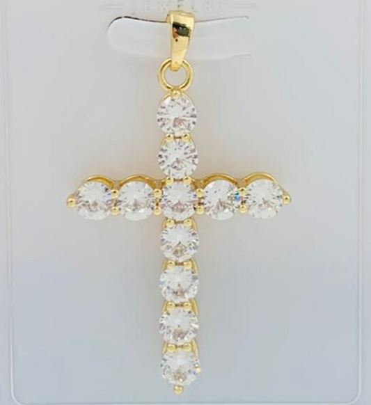 DIJE RODIO CRUZ CIRCON DORADO