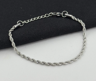 PULSERA ACERO INOXIDABLE PLATEADA LASO DELGADA