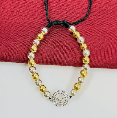 PULSERA RODIO BALIN PLATIZADO Y DORADO DIJE PALOMA