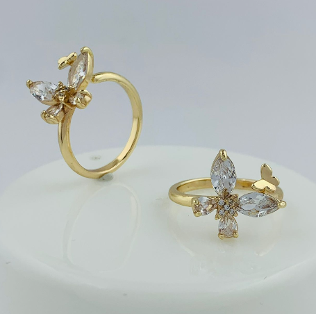 ANILLO RODIO MARIPOSA CIRCON BLANCO