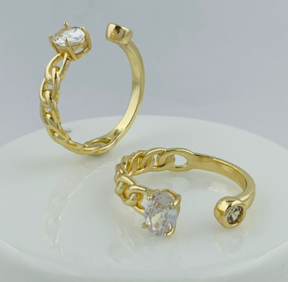 ANILLO RODIO GRADUABLE DORADO CIRCON TIPO DIAMANTE