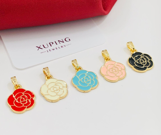 DIJE RODIO FLOR COLORES