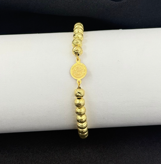 PULSERA RODIO DORADO MEDALLA