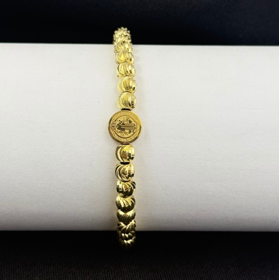 PULSERA RODIO DORADO MEDALLA