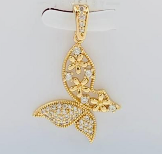 DIJE RODIO MARIPOSA CIRCON DORADO