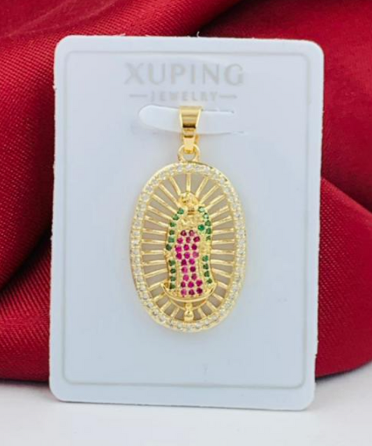 DIJE RODIO VIRGEN CIRCON COLORES DORADO