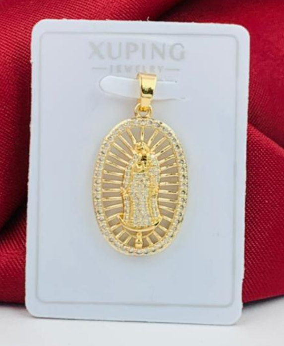 DIJE RODIO VIRGEN CIRCON BLANCO DORADO
