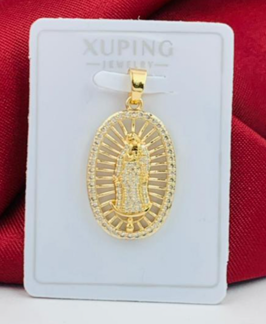 DIJE RODIO VIRGEN CIRCON BLANCO DORADO