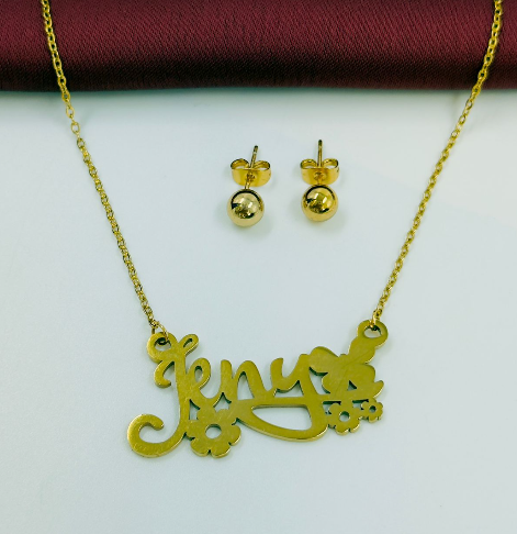 COMBO ACERO INOXIDABLE CADENA Y TOPOS JENY DORADO