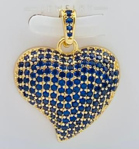 DIJE RODIO CORAZON CIRCON AZUL