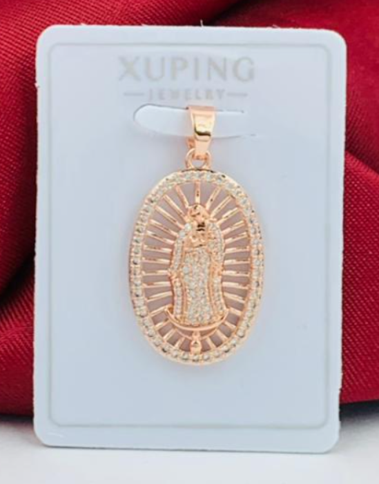 DIJE VIRGEN CIRCON BLANCO ROSA