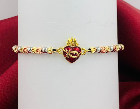 PULSERA RODIO 3 OROS CORAZON