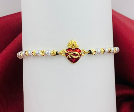 PULSERA RODIO DIAMANTADO PERLA CORAZON