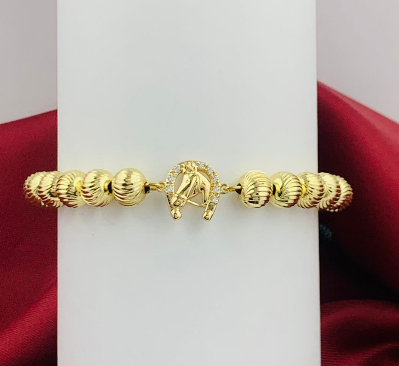 PULSERA RODIO DIAMANTADA DORADO CABALLO