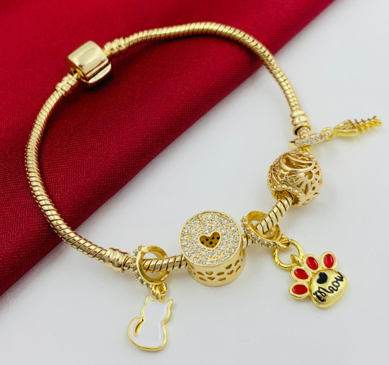 PULSERA PANDORA GATO RODIO