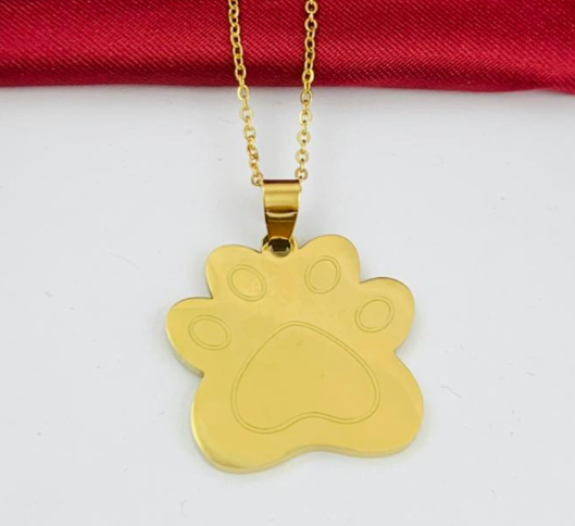 DUO ACERO INOXIDABLE HUELLA GRANDE PERRO PLACA DORADO