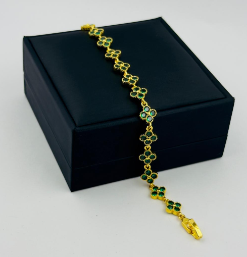 PULSERA RODIO VAN CLEF CIRCON VERDE DORADO