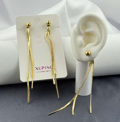 ARETE RODIO CHORROS 3 LINEAS DORADO