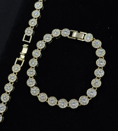 CADENA RODIO CIRCONES TIPO SWAROVSKI DORADO