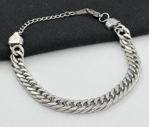 PULSERA ACERO INOXIDABLE PLATEADA DOBLE ESLABON