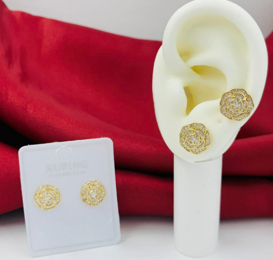 TOPO RODIO FLOR CIRCON DORADO