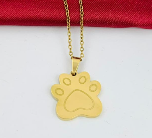 DUO ACERO INOXIDABLE HUELLA PERRO PLACA DORADO PEQUE