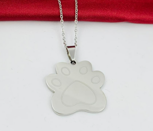 DUO ACERO INOXIDABLE HUELLA PERRO PLACA PLATEADO
