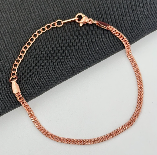 PULSERA ACERO INOXIDABLE ROSA DOBLE ESLABON DELGADA