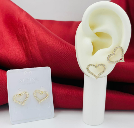 TOPO RODIO CORAZON CIRCON DORADO