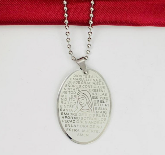 DUO ACERO INOXIDABLE PLACA VIRGEN PLATEADO