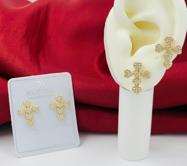 TOPO RODIO CRUZ CIRCON DORADO