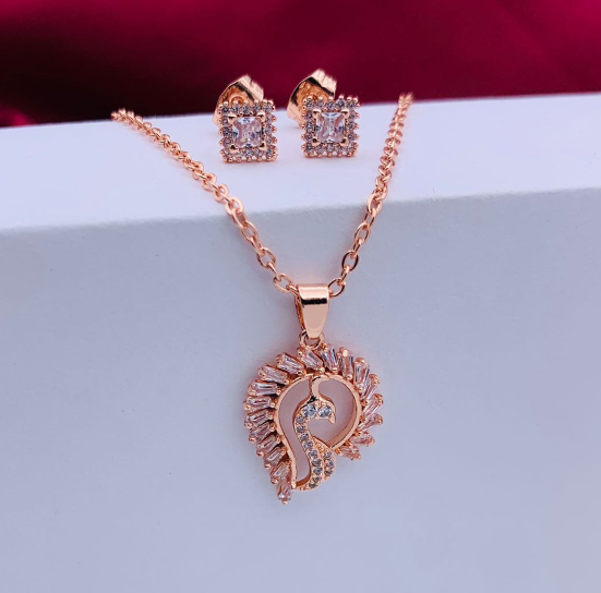 JUEGO RODIO CIRCONES GOTA BLANCO ROSA