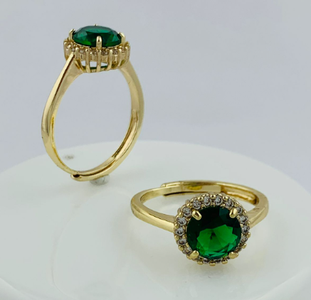 ANILLO RODIO TIPO ESMERALDA CIRCONES ALREDEDOR