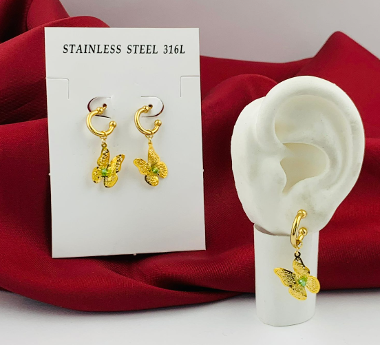 ARETE ACERO INOXIDABLE MARIPOSA DORADA VERDE