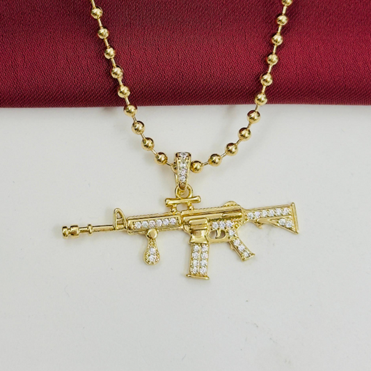 DUO RODIO PISTOL4 DORADO CIRCON BLANCO