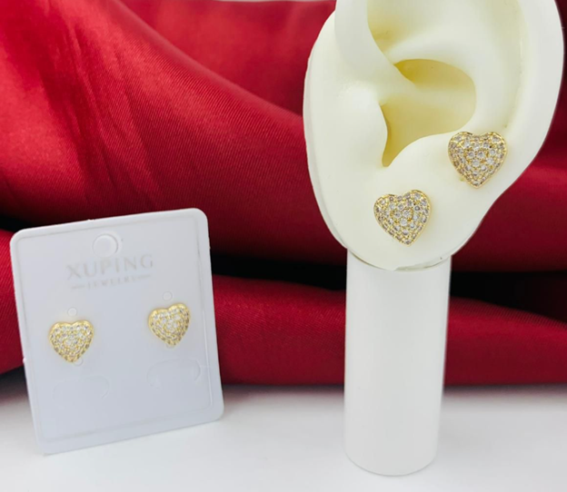 TOPO RODIO CORAZON CIRCON DORADO