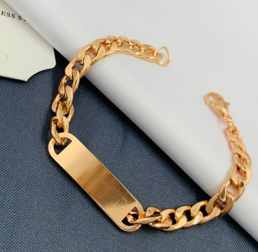 PULSERA ACERO INOXIDABLE CUBANO ROSA PLACA