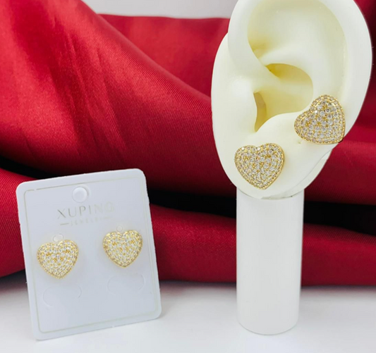 TOPO RODIO CORAZON CIRCON DORADO