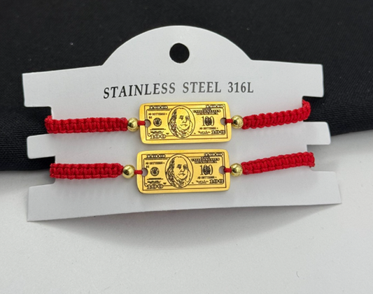 PULSERA ACERO INOXIDABLE DOLLAR DORADO C/U