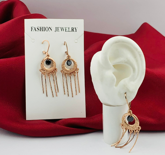 ARETE ACERO INOXIDABLE FILIGRANA PALOS COLGANTES ROSA