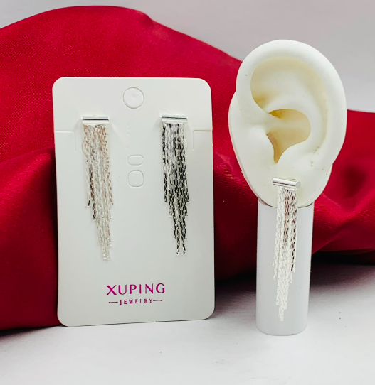 ARETE RODIO COLGANTE RECTANGULO CASCADA PLATIZADO