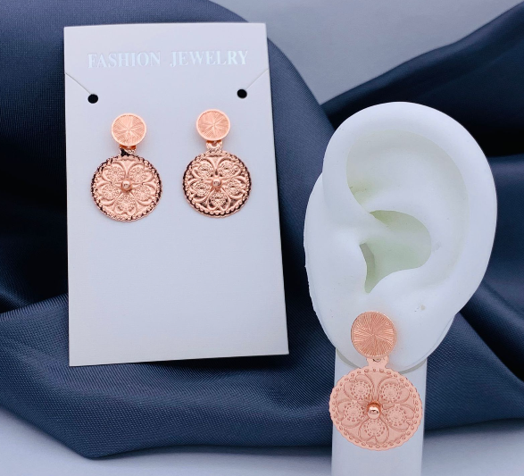 ARETE ACERO INOXIDABLE CIRCULO FLOR ROSA FILIGRANA