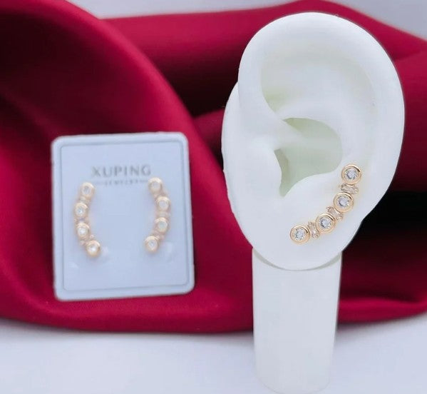 EARCUFF CIRCONES BLANCOS RODIO ROSADO