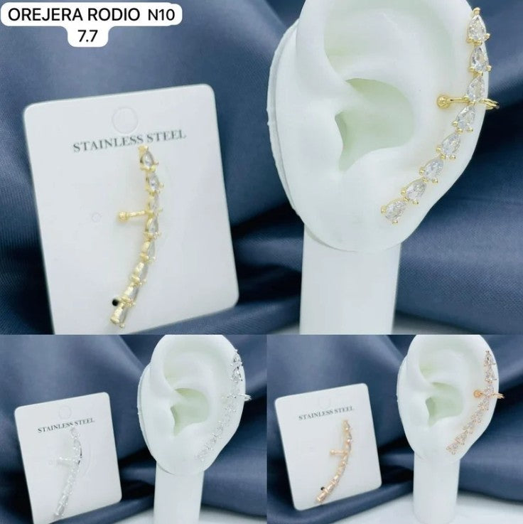 EARCUFF LARGO CIRCONES ROSADO