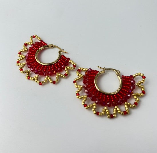 CANDONGA TEJIDA ROJA-BORDE DORADO