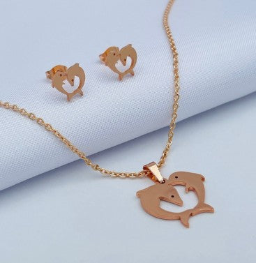 JUEGO DELFINES ROSADO