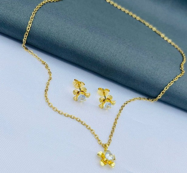 JUEGO RODIO FLOR CIRCON