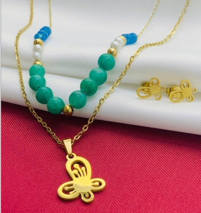 JUEGO ACERO MARIPOSA VERDE