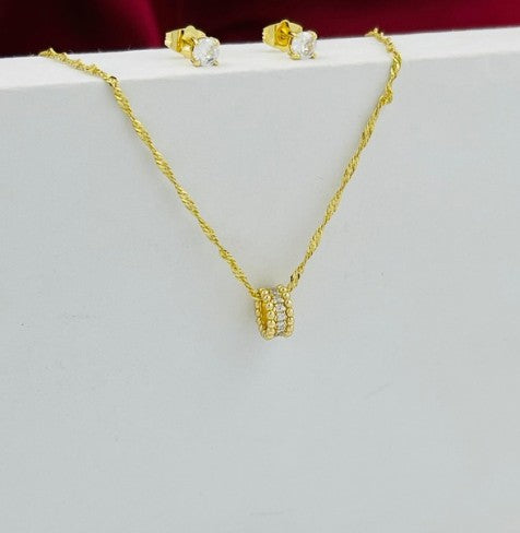 JUEGO RODIO CIRCONES DORADO