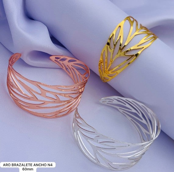 ARO BRAZALETE HOJAS 3 OROS X UNIDAD